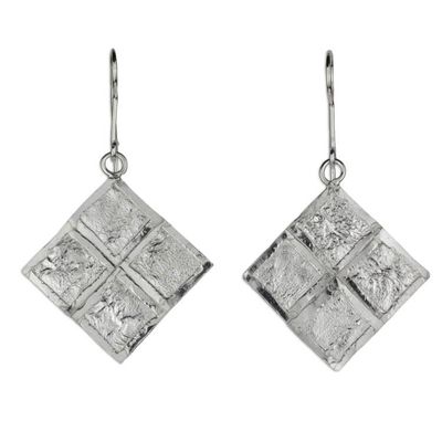 Alternate image for Contemporary Handcrafted Textured Sterling Silver Earrings Windows of Texture