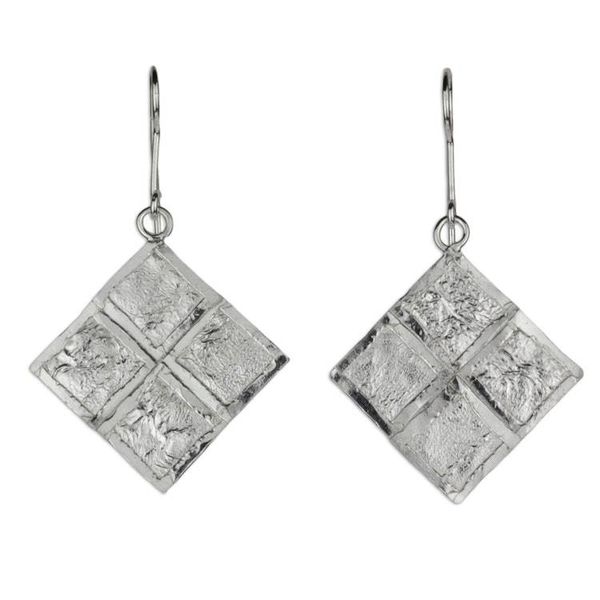 Alternate image for Contemporary Handcrafted Textured Sterling Silver Earrings Windows of Texture
