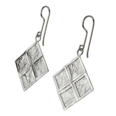 Alternate image for Contemporary Handcrafted Textured Sterling Silver Earrings Windows of Texture
