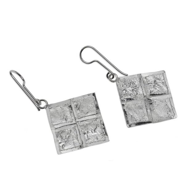Alternate image for Contemporary Handcrafted Textured Sterling Silver Earrings Windows of Texture