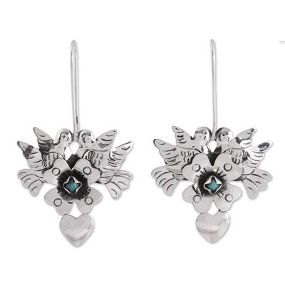 Alternate image for Sterling Silver and Turquoise Accent Dove Drop Earrings Calm and Compassion
