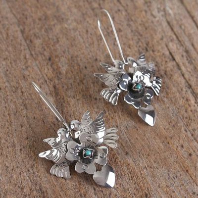 Alternate image for Sterling Silver and Turquoise Accent Dove Drop Earrings Calm and Compassion