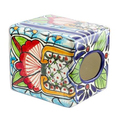 Alternate image for Hand Painted Talavera Style Tissue Box Cover Talavera Bouquet