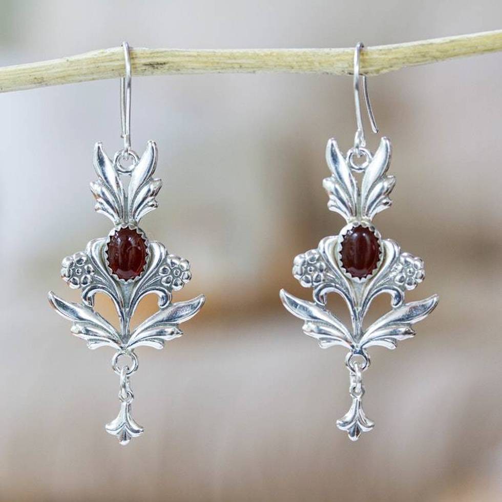 Sterling Silver Carnelian Earrings 'Endless Romance'