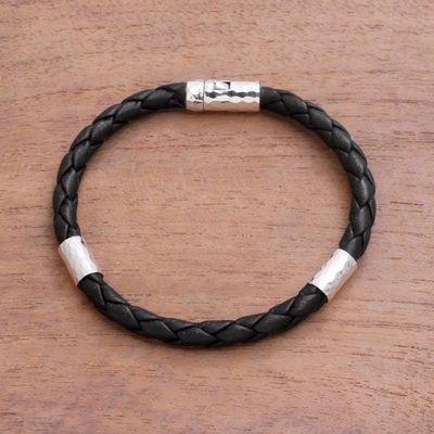 Primary image for Leather and Sterling Silver Braided Bracelet from Bali Soulful Trio
