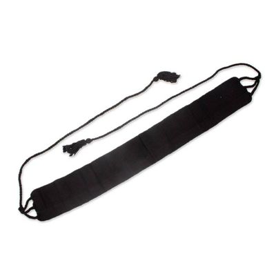Alternate image for Mexican Handwoven 100 Cotton Obi Wrap Belt in a Black Hue Nocturnal Status