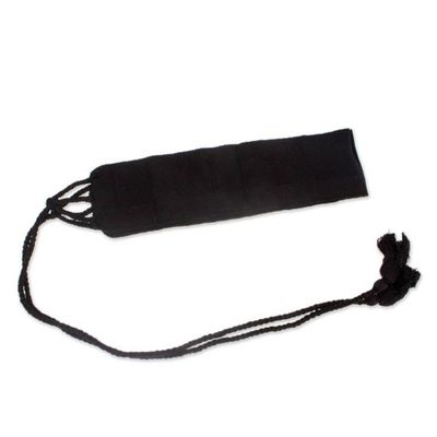 Alternate image for Mexican Handwoven 100 Cotton Obi Wrap Belt in a Black Hue Nocturnal Status