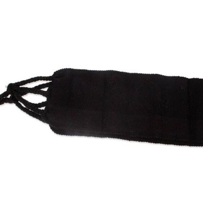 Alternate image for Mexican Handwoven 100 Cotton Obi Wrap Belt in a Black Hue Nocturnal Status