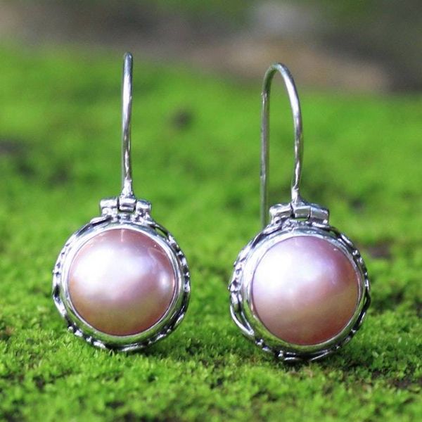 Alternate image for Hand Crafted Pearl and Sterling Silver Drop Earrings Lilac Odyssey
