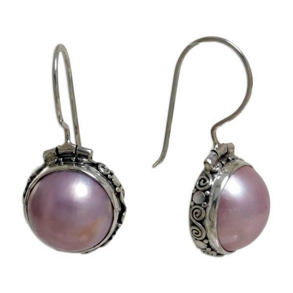 Alternate image for Hand Crafted Pearl and Sterling Silver Drop Earrings Lilac Odyssey