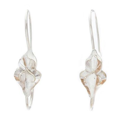 Alternate image for Handmade Drop Earrings in Sterling Silver Lavender Flowers