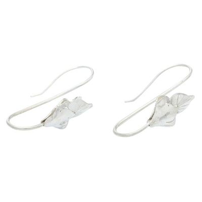 Alternate image for Handmade Drop Earrings in Sterling Silver Lavender Flowers