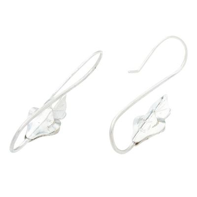 Alternate image for Handmade Drop Earrings in Sterling Silver Lavender Flowers