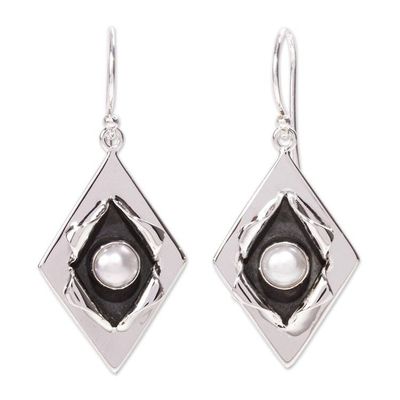 Alternate image for Cultured Pearl and Taxco Silver Dangle Earrings from Mexico Venus