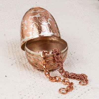 Alternate image for Hand Crafted Silver Accent Copper Decorative Box from Mexico Glimmering Glory
