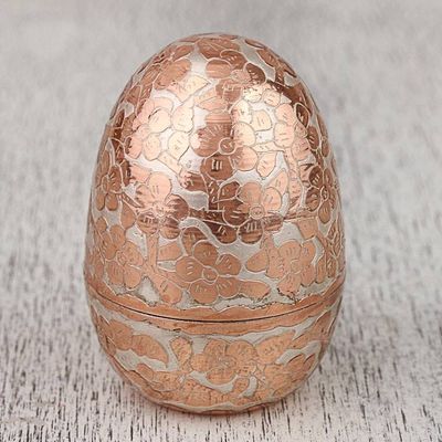 Alternate image for Hand Crafted Silver Accent Copper Decorative Box from Mexico Glimmering Glory