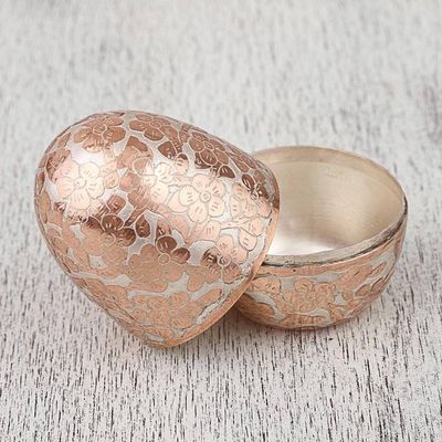 Alternate image for Hand Crafted Silver Accent Copper Decorative Box from Mexico Glimmering Glory