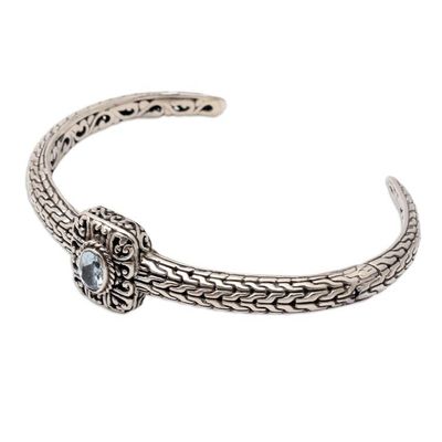 Alternate image for Handmade Blue Topaz and Sterling Silver Cuff Bracelet Snake in the Garden