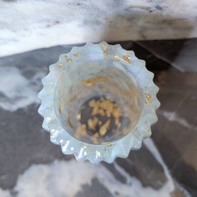 Alternate image for Opalite and Gold Leaf Vase, Gemstone Vase, Bathroom Decor, Home Decor, Housewarming Gift, Gift for Her, Gift for Mom, Glam Opal Look Vase