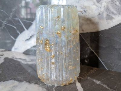 Alternate image for Opalite and Gold Leaf Vase, Gemstone Vase, Bathroom Decor, Home Decor, Housewarming Gift, Gift for Her, Gift for Mom, Glam Opal Look Vase