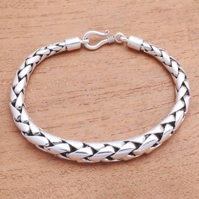 Primary image for High-Polish Sterling Silver Wheat Chain Bracelet from Bali Expanding Gleam