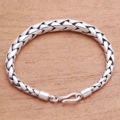 Alternate image for High-Polish Sterling Silver Wheat Chain Bracelet from Bali Expanding Gleam