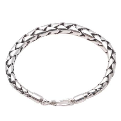 Alternate image for High-Polish Sterling Silver Wheat Chain Bracelet from Bali Expanding Gleam