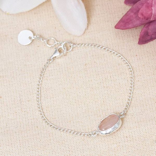 Alternate image for Rose Quartz Taxco Silver Adjustable Pendant Bracelet Chic and Sweet