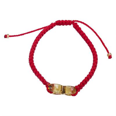Alternate image for Handcrafted Amber Infinity Pendant Bracelet with Red Macrame Infinite Mystery