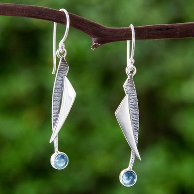 Primary image for Blue Topaz and Silver 950 Earrings Taxco Jewelry Blue Skies