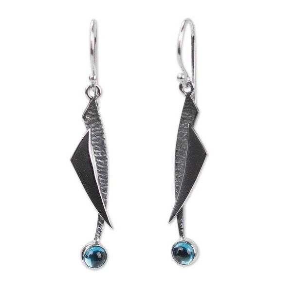 Alternate image for Blue Topaz and Silver 950 Earrings Taxco Jewelry Blue Skies