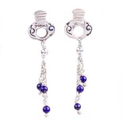 Alternate image for Handmade Lapis Lazuli Earrings Cascade of Blue