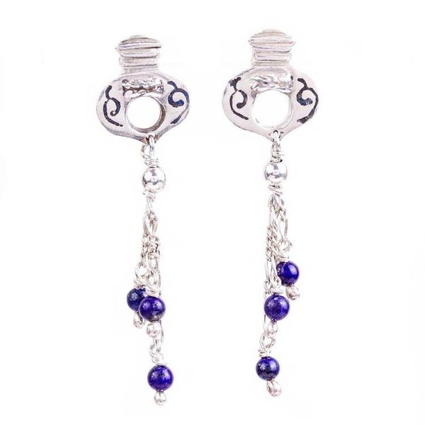 Alternate image for Handmade Lapis Lazuli Earrings Cascade of Blue