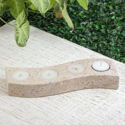 Alternate image for Four-Tealight Marble Candle Holder from Mexico On the Curve