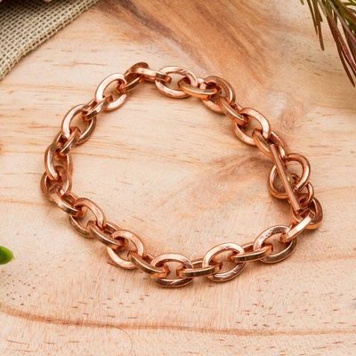 Alternate image for Handcrafted Copper Cable Chain Bracelet from Mexico Bright Attachment