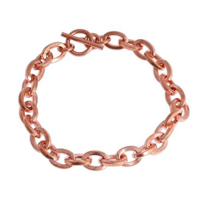 Alternate image for Handcrafted Copper Cable Chain Bracelet from Mexico Bright Attachment