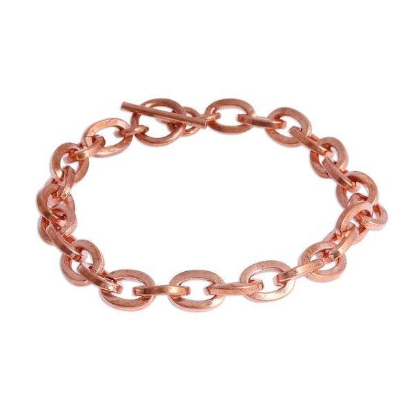 Alternate image for Handcrafted Copper Cable Chain Bracelet from Mexico Bright Attachment