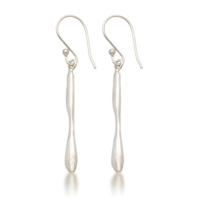 Alternate image for Semi-Abstract Drop-Shaped Sterling Silver Dangle Earrings Flowing Grace