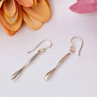 Alternate image for Semi-Abstract Drop-Shaped Sterling Silver Dangle Earrings Flowing Grace