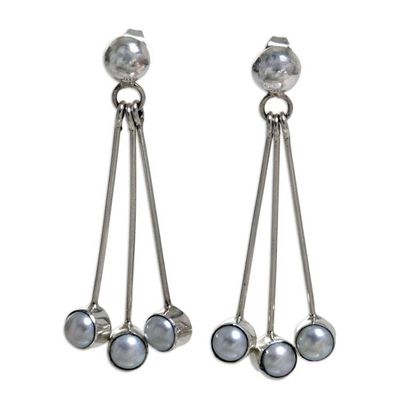 Alternate image for Sterling Silver Pearl Dangle Earrings Finesse