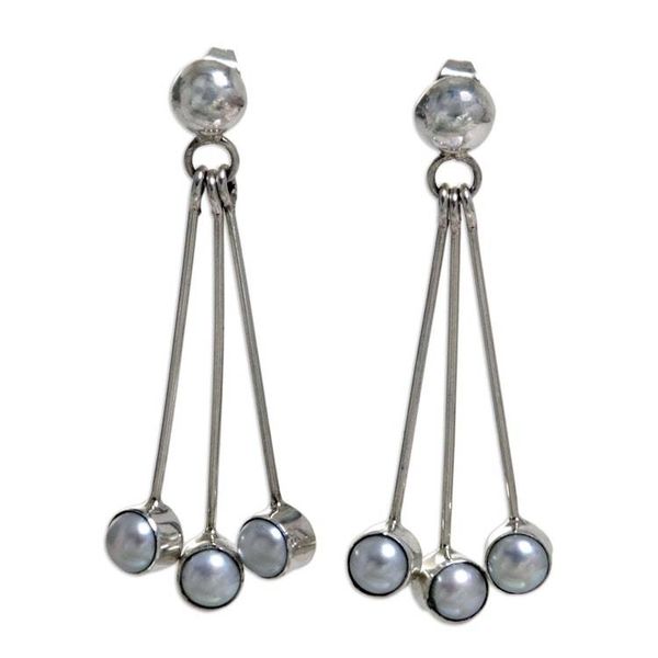 Alternate image for Sterling Silver Pearl Dangle Earrings Finesse