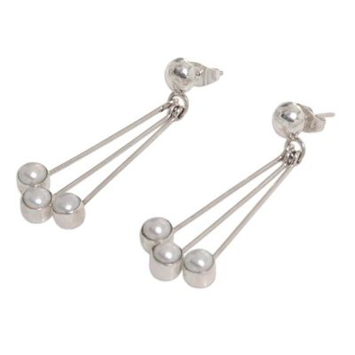 Alternate image for Sterling Silver Pearl Dangle Earrings Finesse