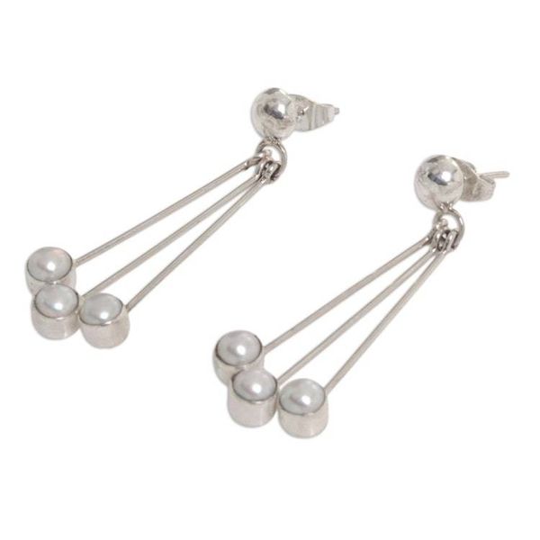 Alternate image for Sterling Silver Pearl Dangle Earrings Finesse