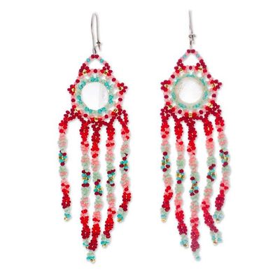 Alternate image for Handcrafted Quartz and Seed Bead Waterfall Earrings Star Showers