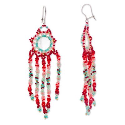 Alternate image for Handcrafted Quartz and Seed Bead Waterfall Earrings Star Showers