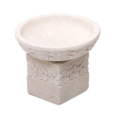 Alternate image for Two Piece Hand Carved Floral Stone Candleholder Frangipani Romance