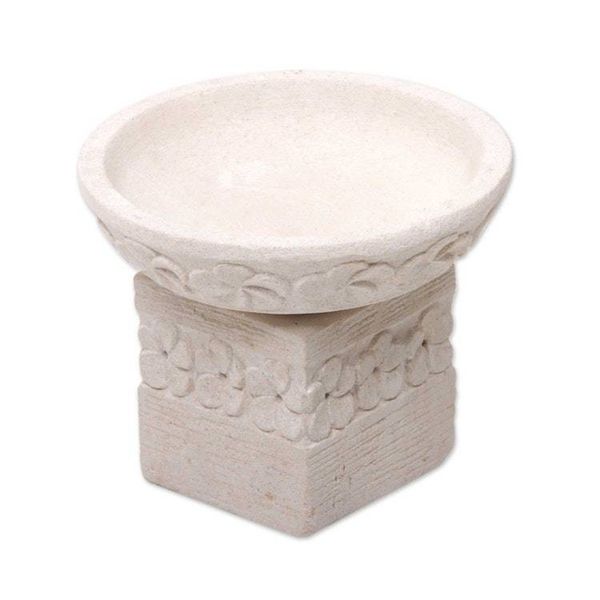Alternate image for Two Piece Hand Carved Floral Stone Candleholder Frangipani Romance