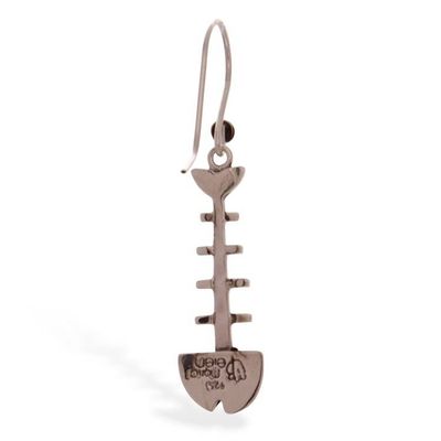 Alternate image for Sterling Silver Dangle Earrings Handmade in Mexico Skeleton Fish