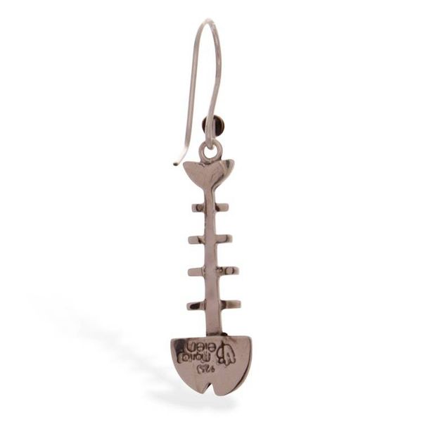 Alternate image for Sterling Silver Dangle Earrings Handmade in Mexico Skeleton Fish