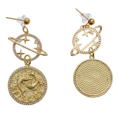 Alternate image for Cosmos-Themed 24k Gold-Plated Brass Pisces Dangle Earrings Pisces Galaxy